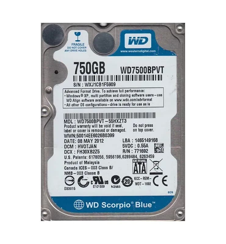 Western Digital WD7500BPVT-55HXZT3 750GB 3Gb/s SATA