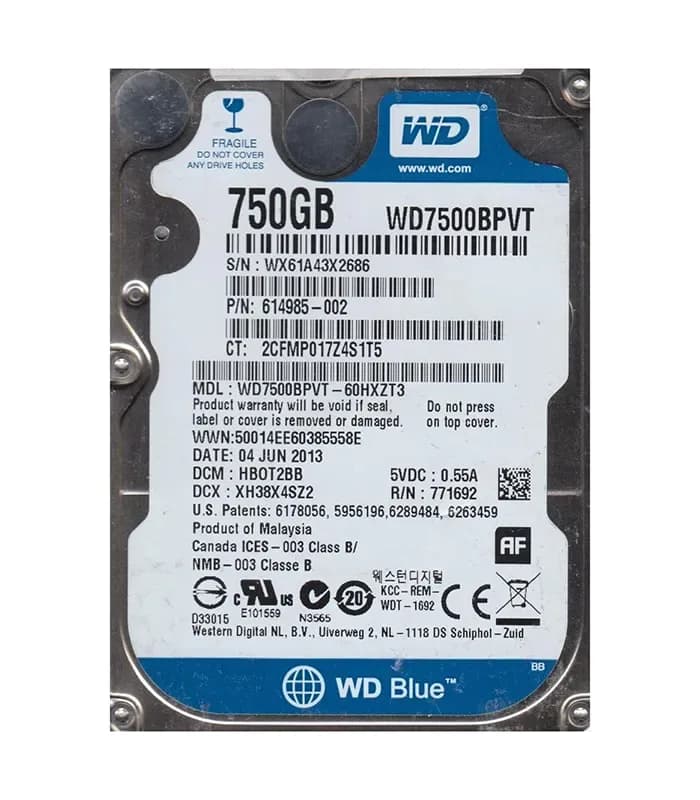 Western Digital WD7500BPVT-60HXZT3 750GB 3Gb/s SATA