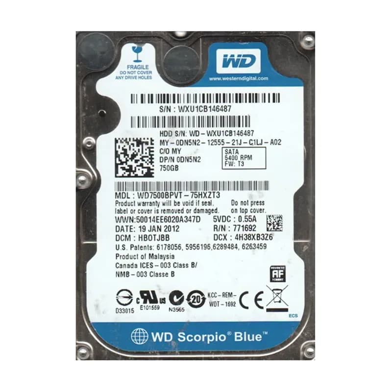 Western Digital WD7500BPVT-75HXZT3 750GB 3Gb/s SATA