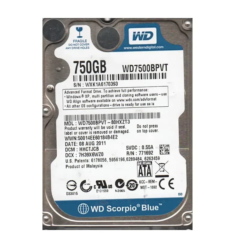Western Digital WD7500BPVT-80HXZT3 750GB 3Gb/s SATA