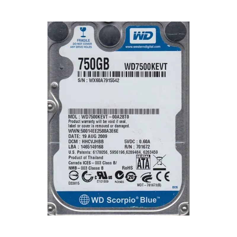 Western Digital WD7500KEVT-00A28T0 750GB 3Gb/s SATA