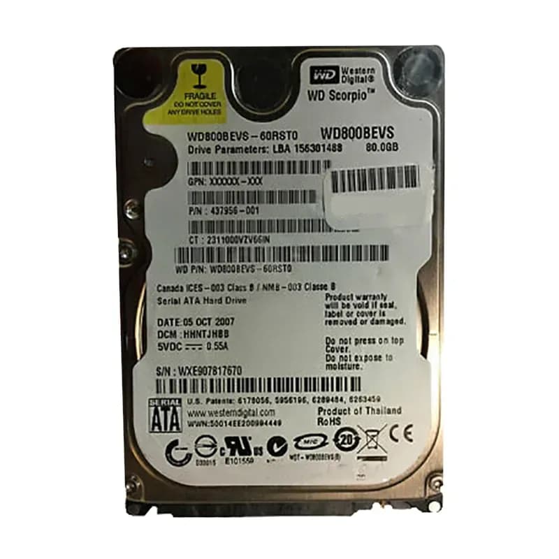 Western Digital WD800BEVS-60RST0 80GB 1.5Gb/s SATA