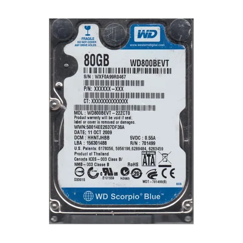 Western Digital WD800BEVT-22ZCT0 80GB 3Gb/s SATA